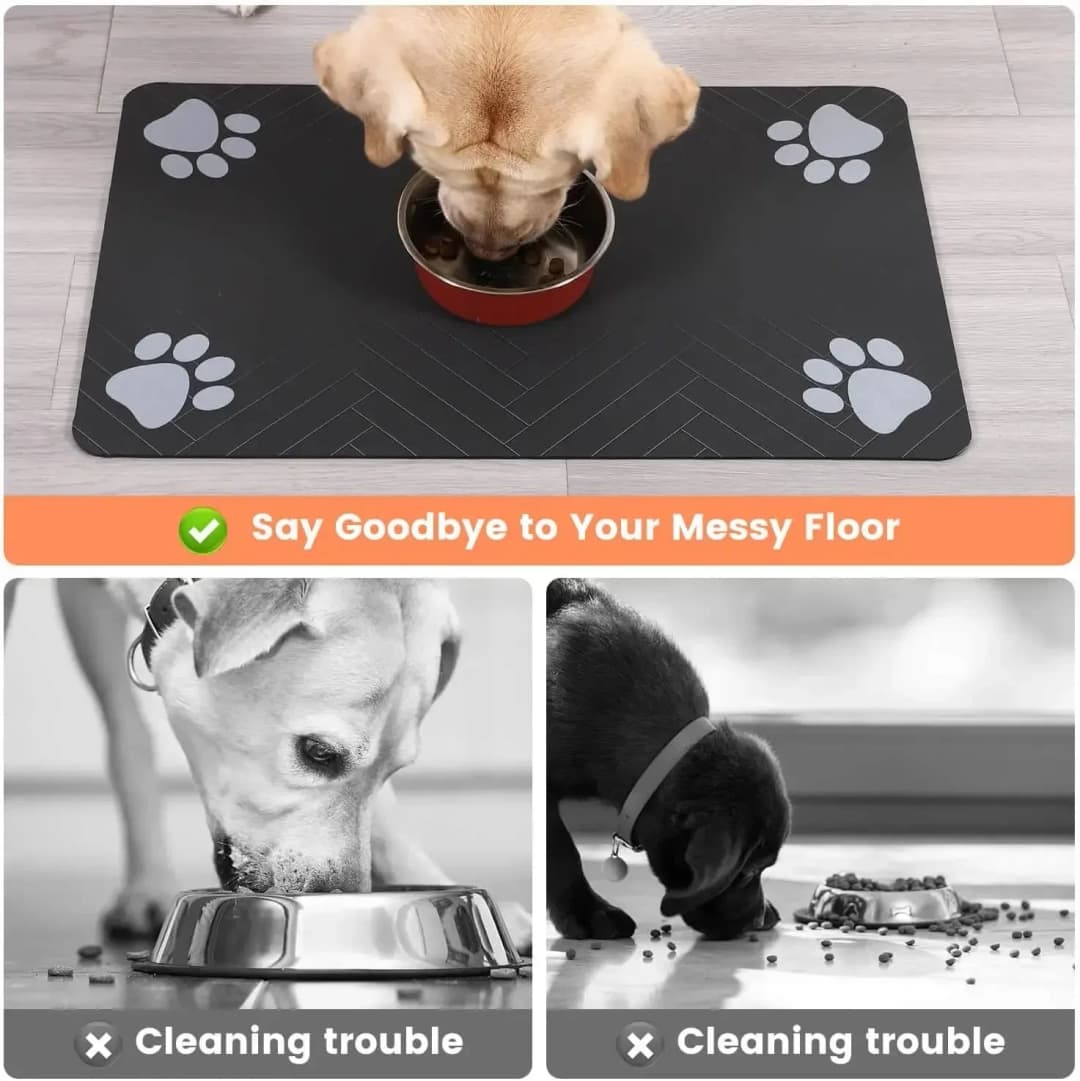 Pet Feeding Mat-Absorbent Pet Placemat Rubber Backing Quick Dry Water Mat for Dog Cat for Food and Water Bowl with Waterproof - 3