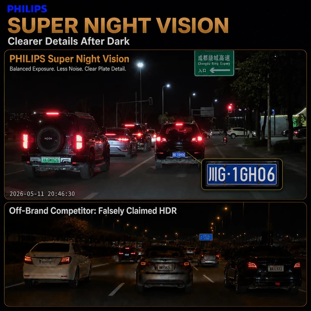 PHILIPS Dash Cam B06 4K+1K HDR Front Rear Waterproof Camera 3.15 IPS 2.4G 5.8G WiFi APP GPS Support 24H Parking Monitor Car DVR - 3