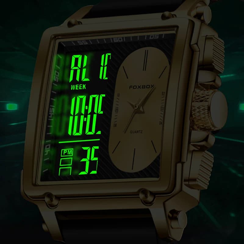 LIGE New Fashion Square Digital Watch Men Casual Sports Waterproof Men's Quartz Wristwatches FOXBOX Top Brand Luxury Chronograph - 3