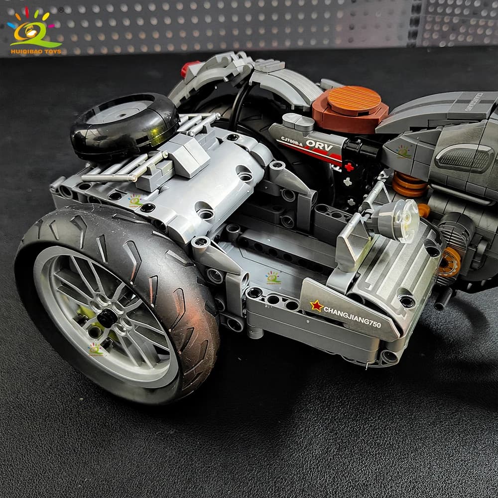 HUIQIBAO 808 قطعة MOC دراجة نارية تقنية، مكعبات بناء، لعبة متسابق موتو للأطفال والبالغين - 6