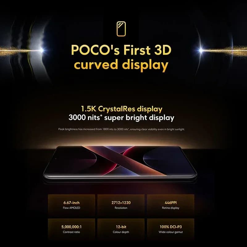هاتف POCO X7 5G نسخة عالمية 256 جيجا بايت 512 جيجا بايت ديمينسيتي 7300-ألترا 6.67 بوصة 1.5K شاشة AMOLED منحنية 5110 مللي أمبير NFC - 6