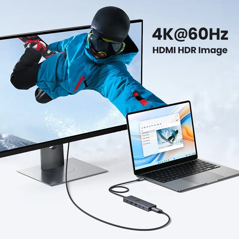 موزع UGREEN USB C بسرعة 10 جيجابت/ثانية، يدعم 4K60Hz عبر HDMI، USB3.2، PD100W، مناسب لأجهزة اللابتوب ماك بوك برو إير آيباد الهواتف ومحطات الإرساء أندرويد - 3