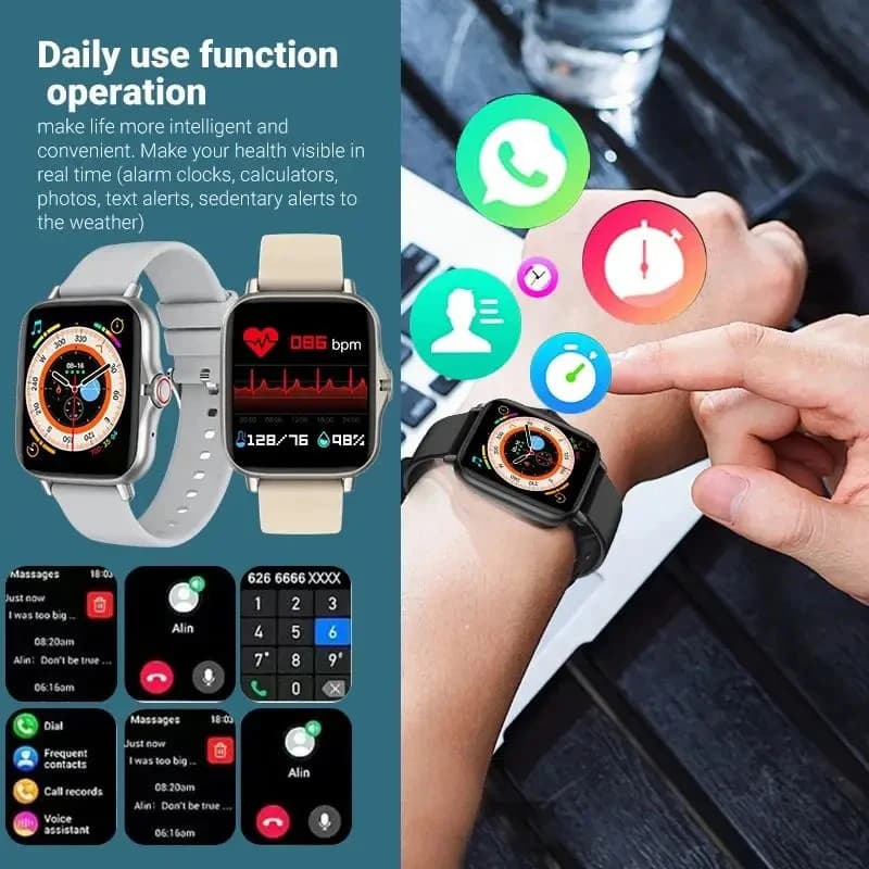 2024 Smart Watch Android Phone 1.44'' Inch Color Screen Bluetooth Call Blood Oxygen/Pressure Monitoring Smart Watch Women Men - 2
