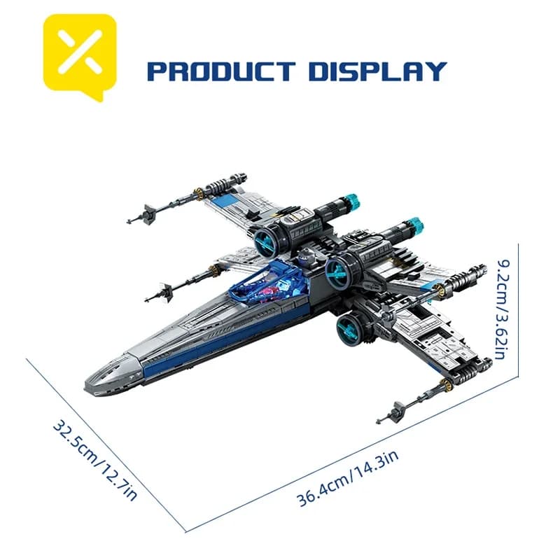 مجموعة مكعبات بناء مقاتلة الفضاء TOYLINX X-Wing مع إضاءة LED ومركبة فضائية ميكانيكية مع طوب الطيار هدايا - 2