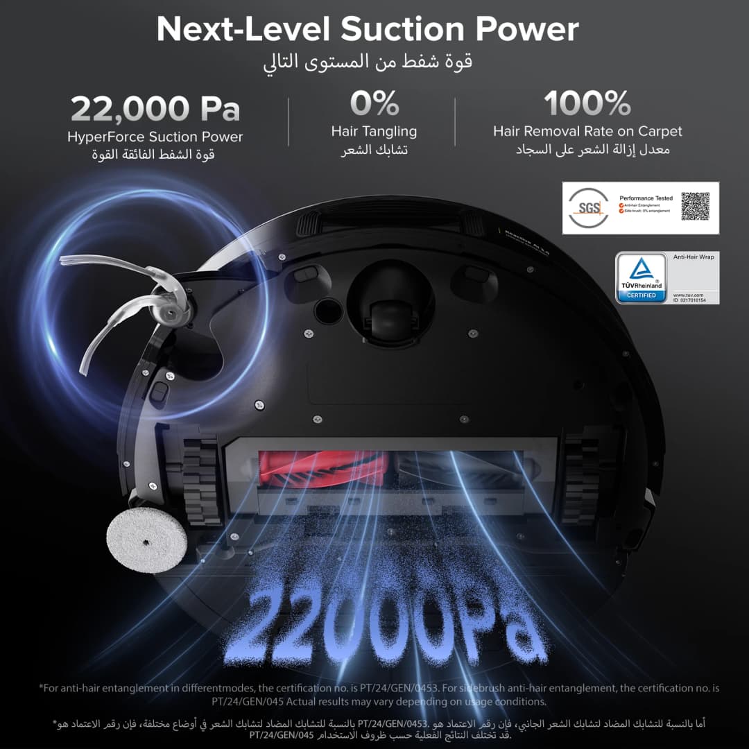 roborock Saros 10 Robot Vacuum and Mop 22000Pa Suction AI Obstacle Avoidance 3.14-inch Ultra Thin Intelligent Dirt Detection - 3