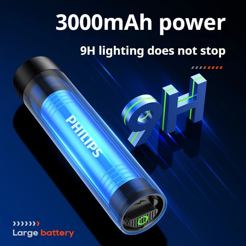 Philips كشافات LED عالية الطاقة IPX7 محمولة وقابلة لإعادة الشحن مع 4 أوضاع إضاءة للتخييم والدفاع عن النفس في الهواء الطلق - 4