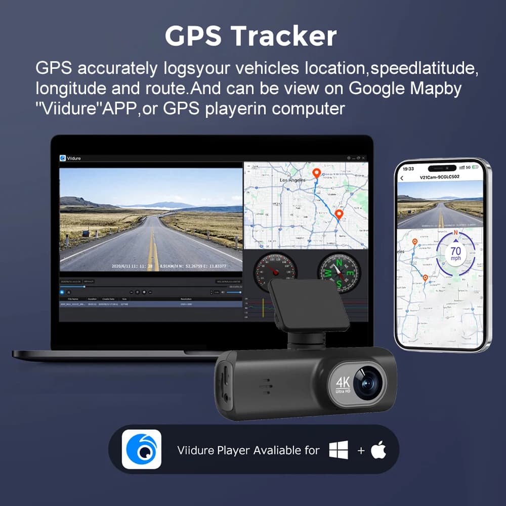 UHD 4K WiFi Dash Cam Dual Lens Driving Recorder Car DVR Optional 1080P Rear Lens Camera GPS 24H Parking Monitoring Black Box - 5