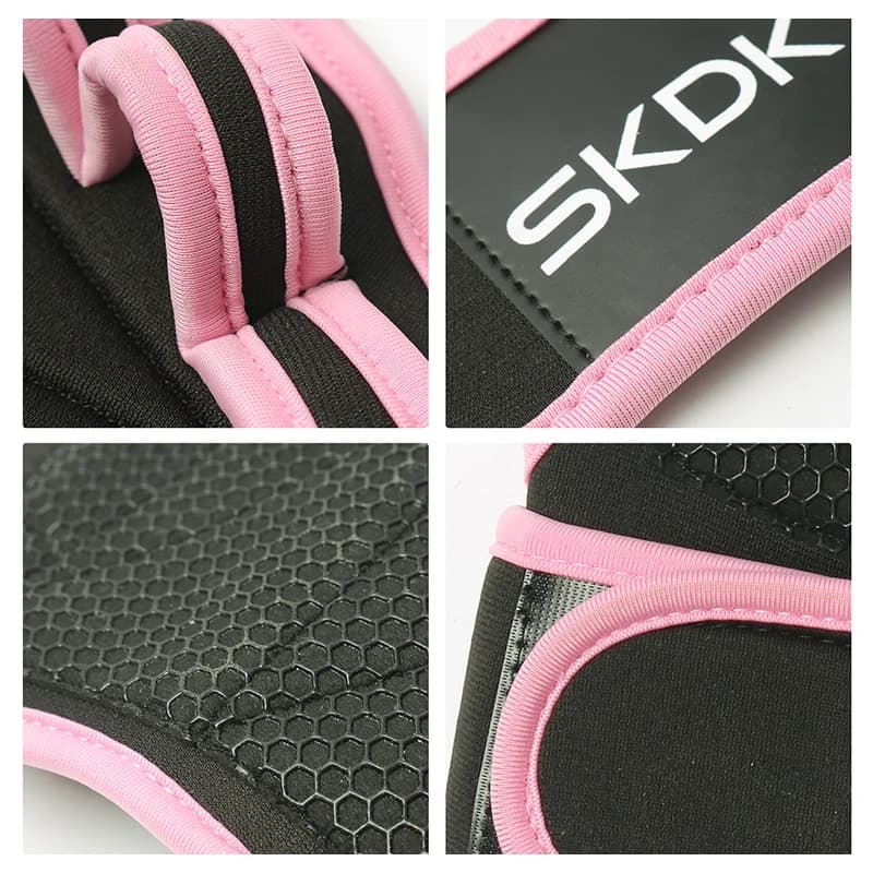 Workout Gloves With Wrist Wraps Anti-Slip Silicone Palm Protection Weight Lifting Fitness Gym Gloves Pink Color For Women - 6