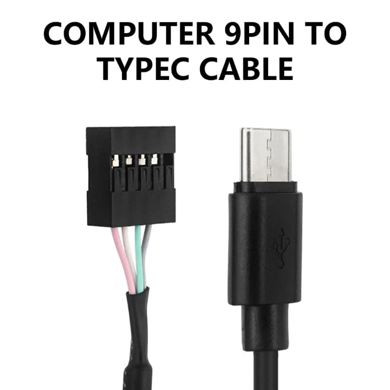 كابل طاقة لوحة أم كمبيوتر 9Pin إلى Type C USB لكابل شاشة LCD للكمبيوتر الشخصي للشاشة الثانوية شحن سريع ومزامنة بيانات - 3