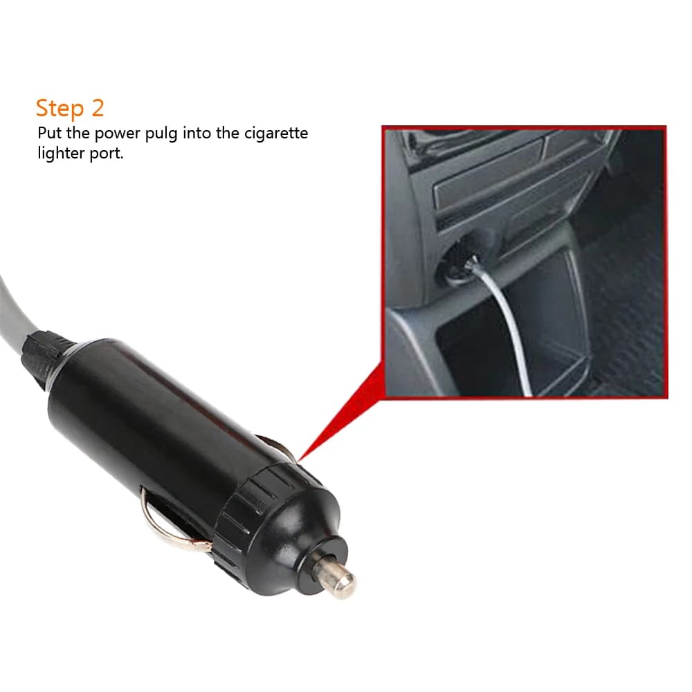 دش كرفان 12V مع مضخة أنابيب وولاعة سيارة ومحول طاقة - فوهات غسيل عالمية للتخييم والسفر - 5