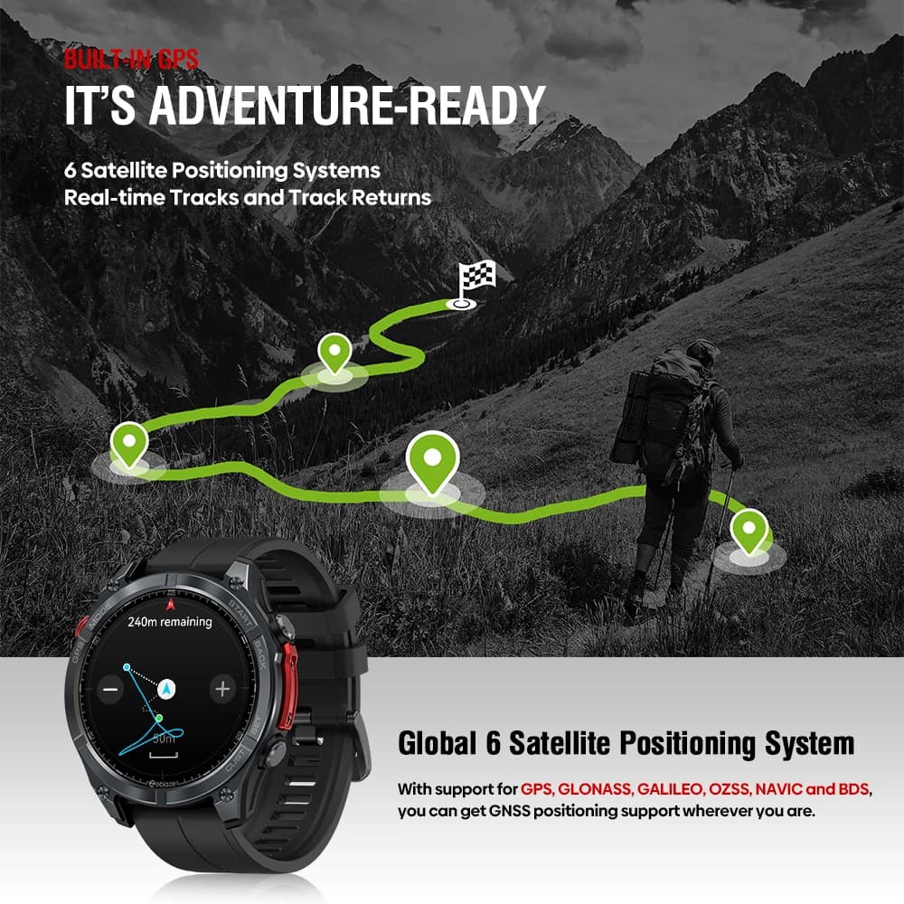 NEW Zeblaze Stratos 4 GPS Smart Watch 1.43 AMOLED Display Built-in Compass Barometric Altimeter Flashlight Voice Call Smartwatch - 2