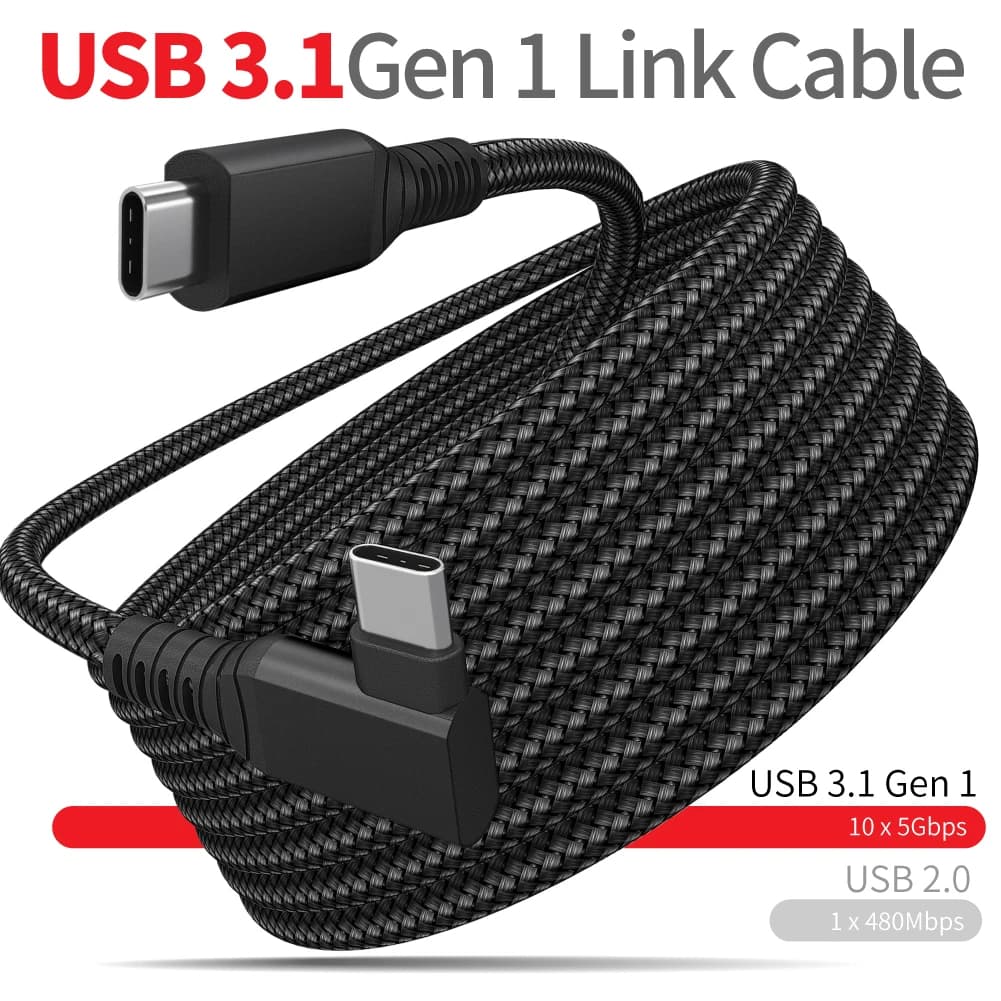كابل ربط 10FT لـ Quest 2 Quest PC VR USB 3 إلى النوع C كابل طويل 3A شحن سريع وكابل نقل البيانات 5Gbps لسماعات الواقع الافتراضي