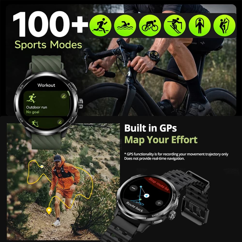 ساعة Ulefone Armor Watch Pro الذكية بشاشة AMOLED مقاس 1.5 بوصة، مع نظام تحديد المواقع المدمج، ومراقب لمعدل ضربات القلب، ساعة رياضية ذكية للرجال والنساء - 3