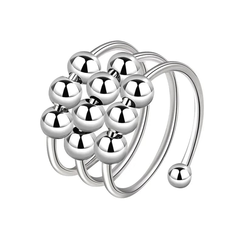 خواتم تململ سبينر قابلة للتعديل مع كرة معدنية، خواتم لمكافحة الإجهاد للنساء والفتيات، مجوهرات Anillos Mujer