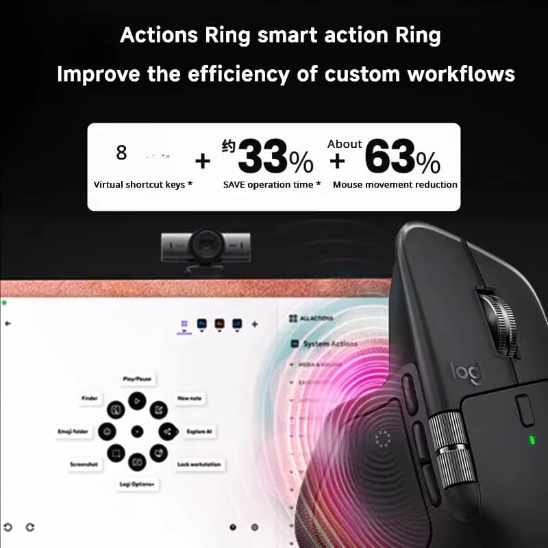 ماوس Logitech MX Master 4 ردود فعل لمسية حلقة MagSpeed 8000DPI ماوس بلوتوث لاسلكي مريح بطارية 70 يوم - 2