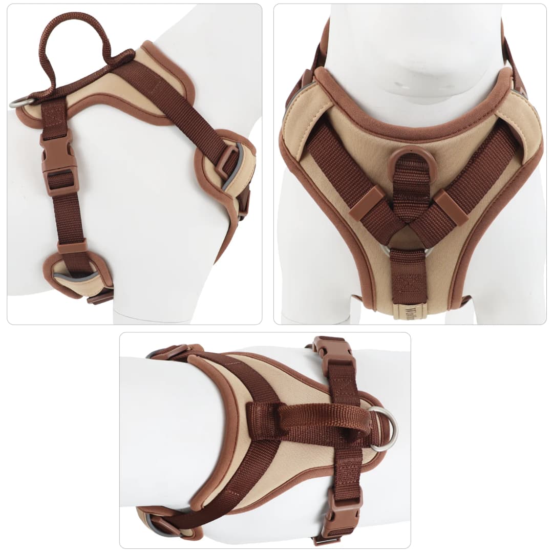 New Chocolate color luxury Dog Harness no pull for large Small dogs Adjustable Chest Strap dog harness personalized - 4
