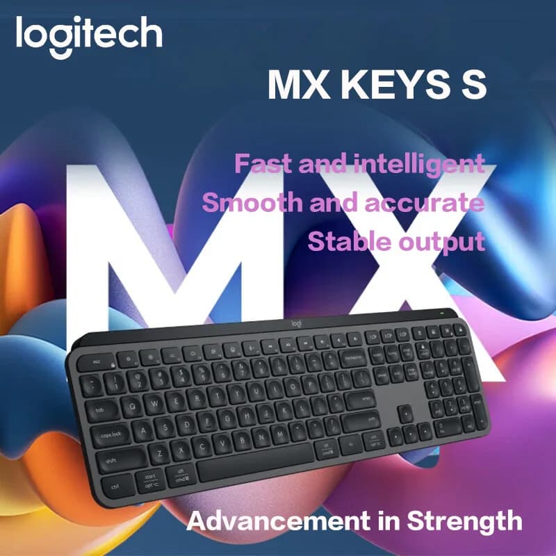 لوحة مفاتيح Logitech MX Keys S جديدة، لاسلكية، بلوتوث، اتصال متعدد الأجهزة، إضاءة خلفية، رقيقة ومحمولة