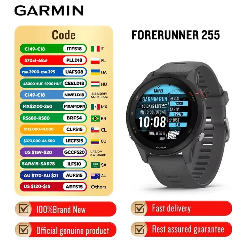 Garmin Forerunner 255 Professional Swimming,  Running, Riding,Triathlon Marathon Track and Field Training smartwatch