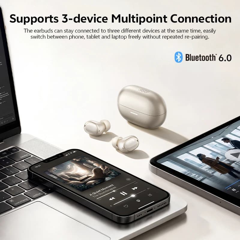 QCY MeloBuds A30 BH26HT22A Adaptive ANC Wireless Earbuds 8 Mics ENC Clear Call 60dB ANC Hi-Res Audio Bluetooth 6.0 Earphones - 6