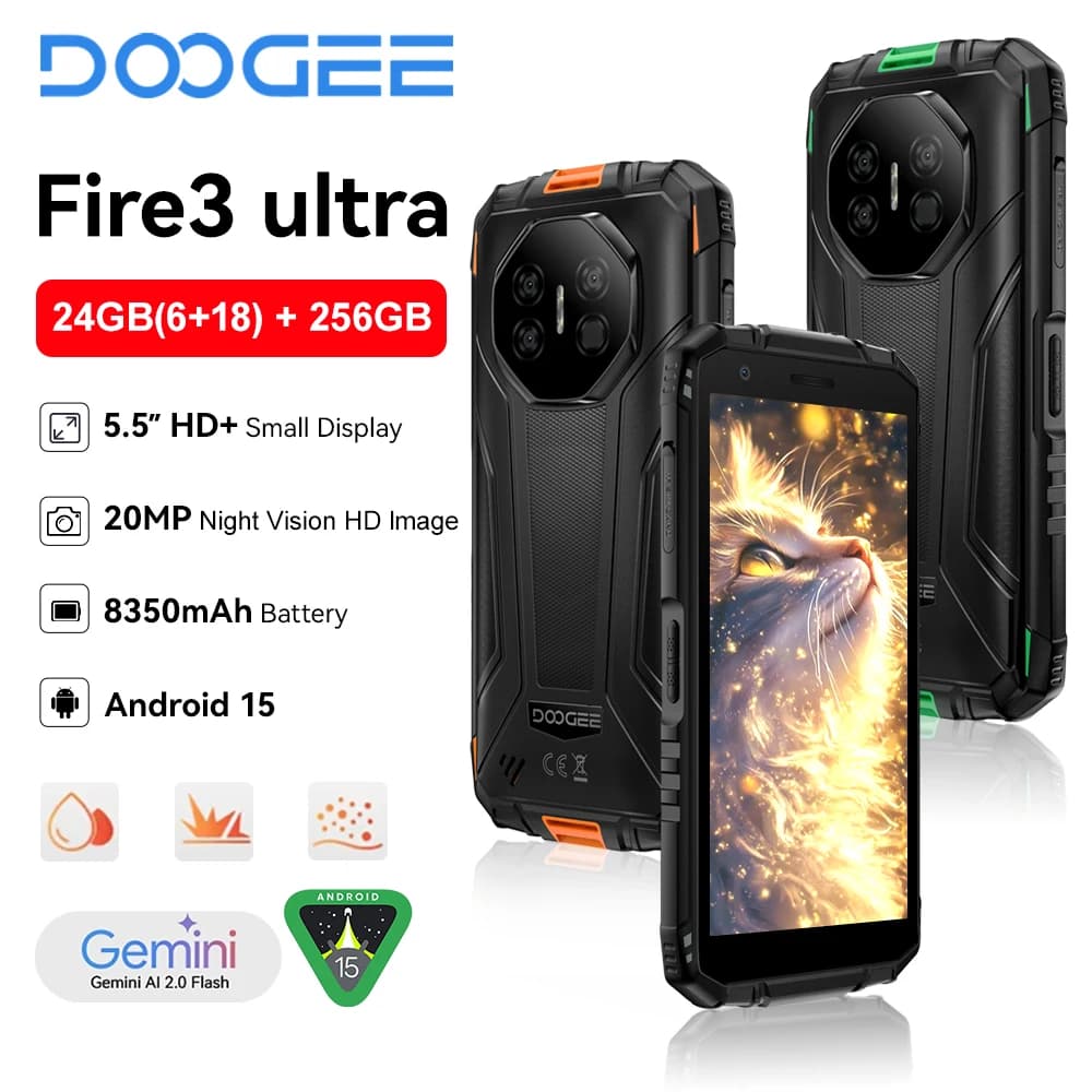هاتف DOOGEE Fire 3 المتين بشاشة 5.5 بوصة وذاكرة 24 جيجابايت و 256 جيجابايت