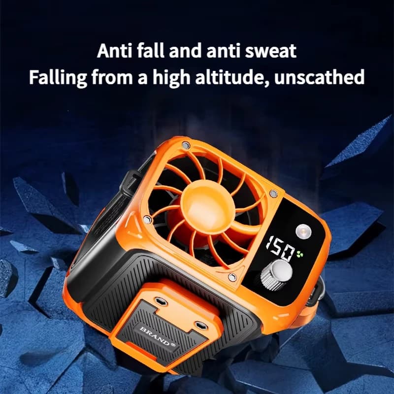Mini high-speed waist fan, bladeless USB hanging neck fan, outdoor multifunctional mobile power lighting digital display fan - 2