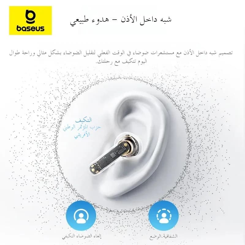 Baseus Bass BS1 NC -40dB Realtime Adaptive ANC Wireless Earbuds Bluetooth 6.0 Semi-Open Earphones LDAC Hi-Res Audio 6-Mic AI ENC - 2