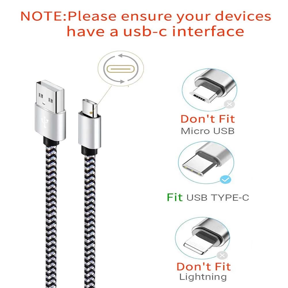 1-3 قطع كابل USB Type C شحن سريع شاحن بطارية سلك نيلون مضفر كابل بيانات شاحن هاتف محمول لهواتف Huawei وSamsung USB C - 2