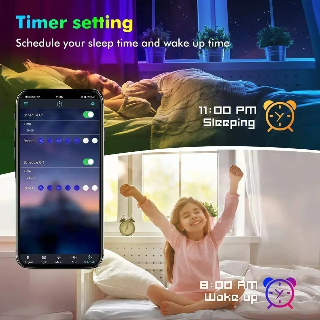 شريط إضاءة الألعاب الذكي RGB LED مع إضاءة عيد الميلاد USB ومزامنة الموسيقى وشريط مرن للتحكم عن بُعد عبر التطبيق لغرفة الألعاب وإضاءة خلفية التلفزيون - 4