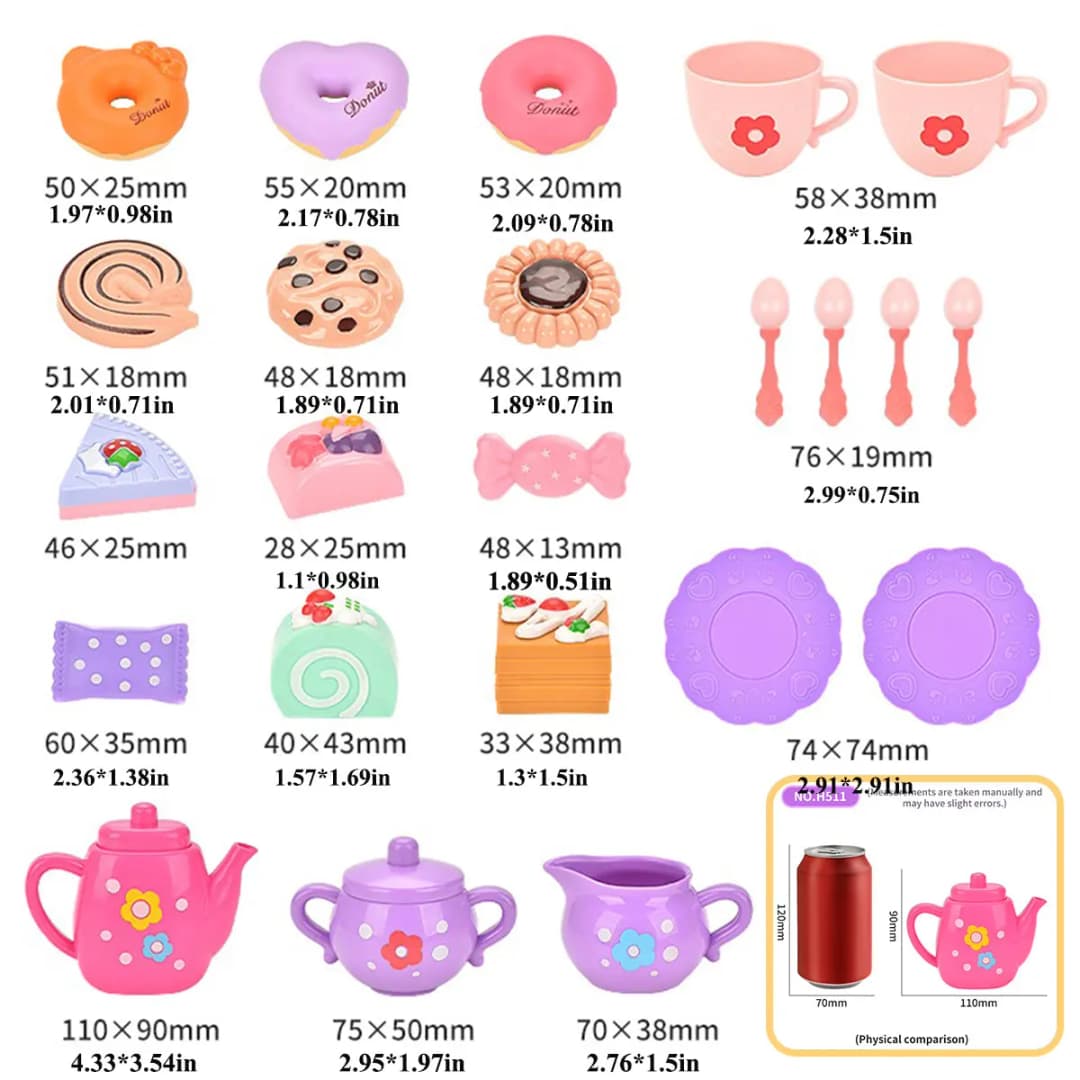Kids Tea/Pastry Set Toy Simulation Pretend Play Food Playset for Children Montessori Toddler Children Gift Kitchen Girl - 6