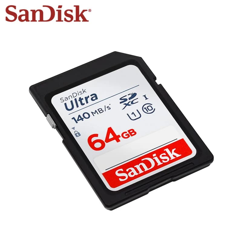 بطاقة SanDisk Ultra SDXC UHS-I سعة 64 جيجابايت 128 جيجابايت 256 جيجابايت 512 جيجابايت بطاقة ذاكرة SDHC سعة 32 جيجابايت للكاميرا بسرعة قصوى 140 ميجابايت/ثانية بطاقة SD أصلية بطاقة فيديو HD - 4