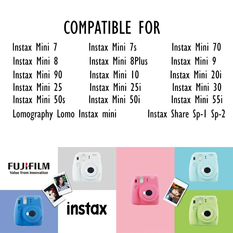 Heart Photo Paper 3-Inch Fujifilm Instax Mini Heart Sketch Photo Paper Mini 12/8/9/SE/40/25/90/11/EVO Universal Instax Mini Film - 5
