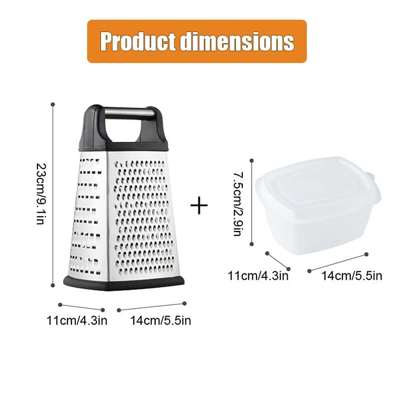 Stainless Steel Box Cheese Grater With Container 4 Sides Box Grater Handheld Kitchen Food Shredder for Vegetable Ginger Cutter - 6