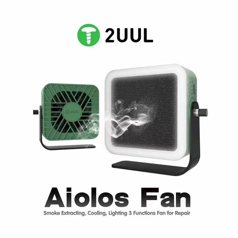 مروحة استخراج دخان 2UUL Aiolos مع وظيفة إضاءة، مروحة تبريد لصيانة الهواتف المحمولة ولحام اللوحة الأم - 2