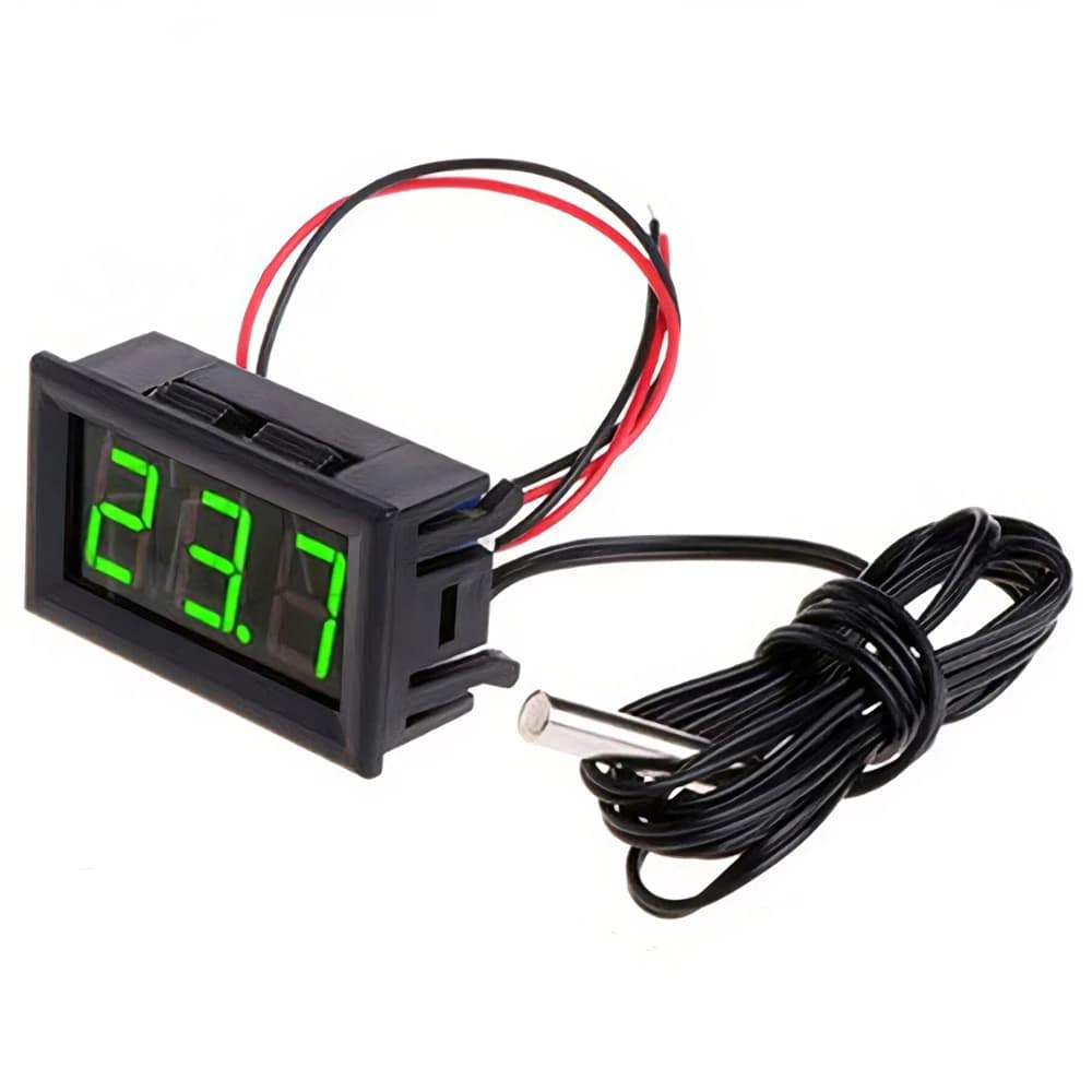 مقياس حرارة رقمي LED للسيارة، مقياس مراقبة درجة الحرارة مع مجس حرارة، يعمل على DC 5-12V - 2