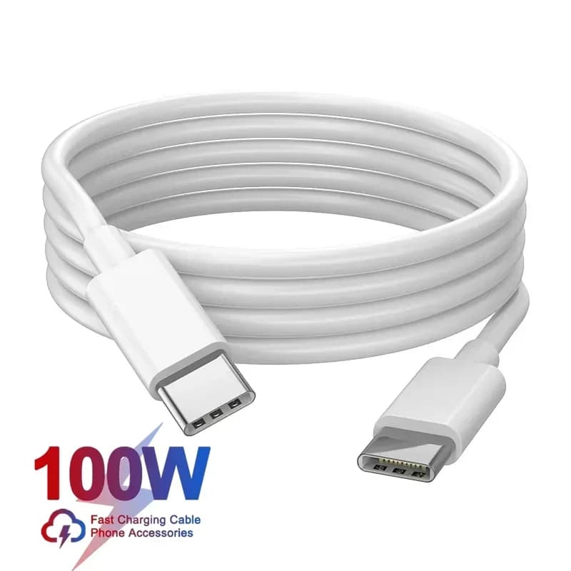 كابل شحن سريع من النوع C إلى النوع C بقوة 100 واط مع منفذ USB C PD لهواتف آيفون 15 برو ماكس وآيباد 10 وماك بوك وهواوي وشاومي