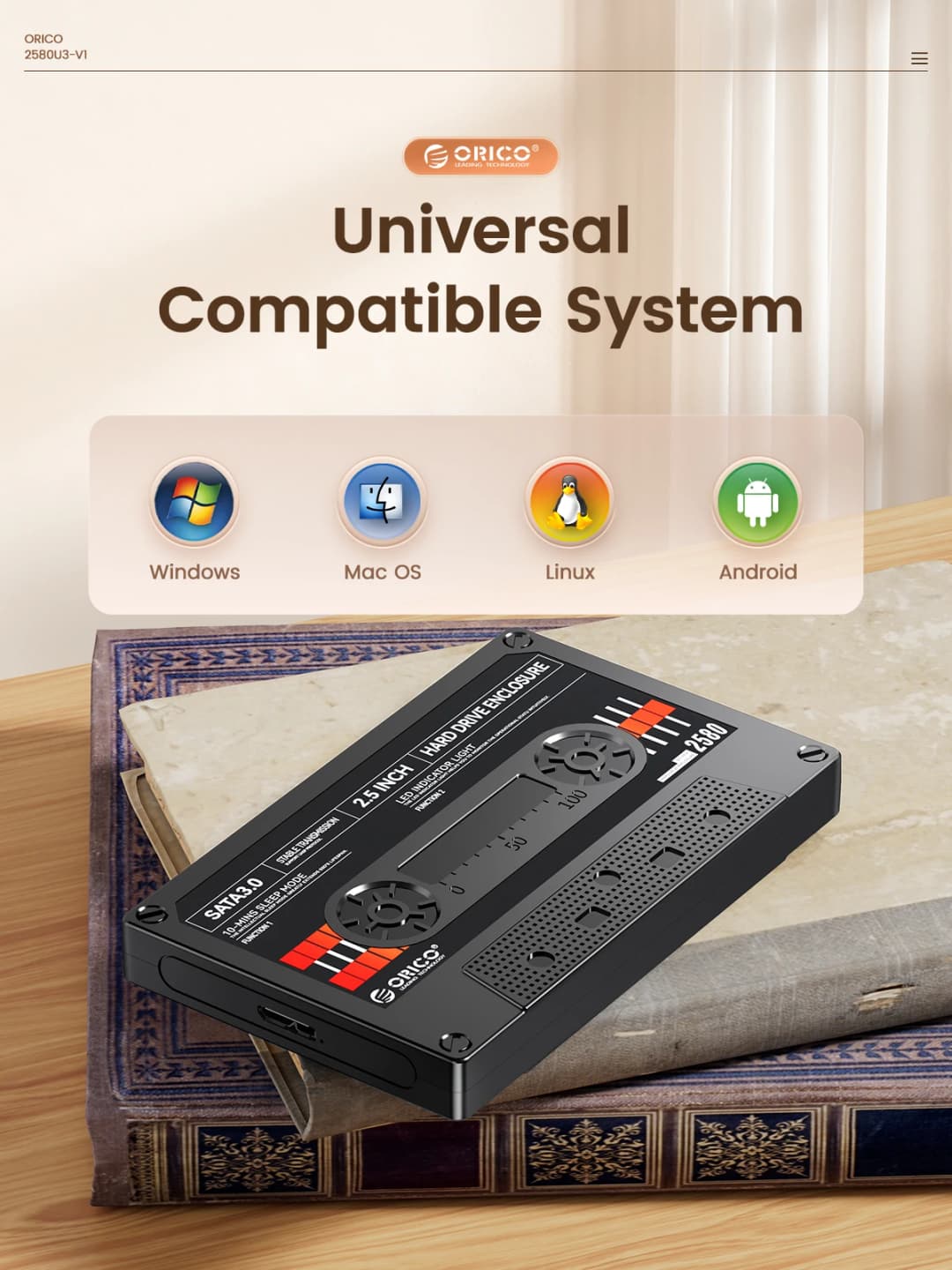 ORICO 2.5'' HDD Enclosure SATA to USB3.0 External Hard Drive Case 5Gbps / 6Gbps Type-C HDD Case With DIY Sticker - 4