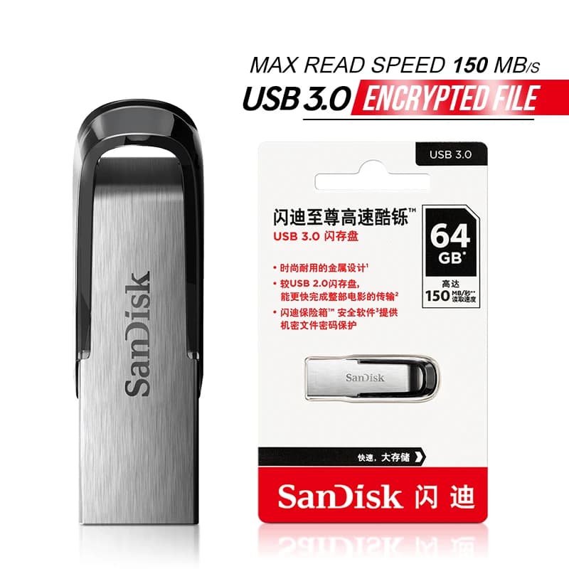 محرك أقراص فلاش USB معدني Sandisk الأصلي CZ73 سعة 128 جيجابايت 64 جيجابايت محرك أقراص محمول 32 جيجابايت 16 جيجابايت ذاكرة فلاش عصرية قلم محرك أقراص USB - 2