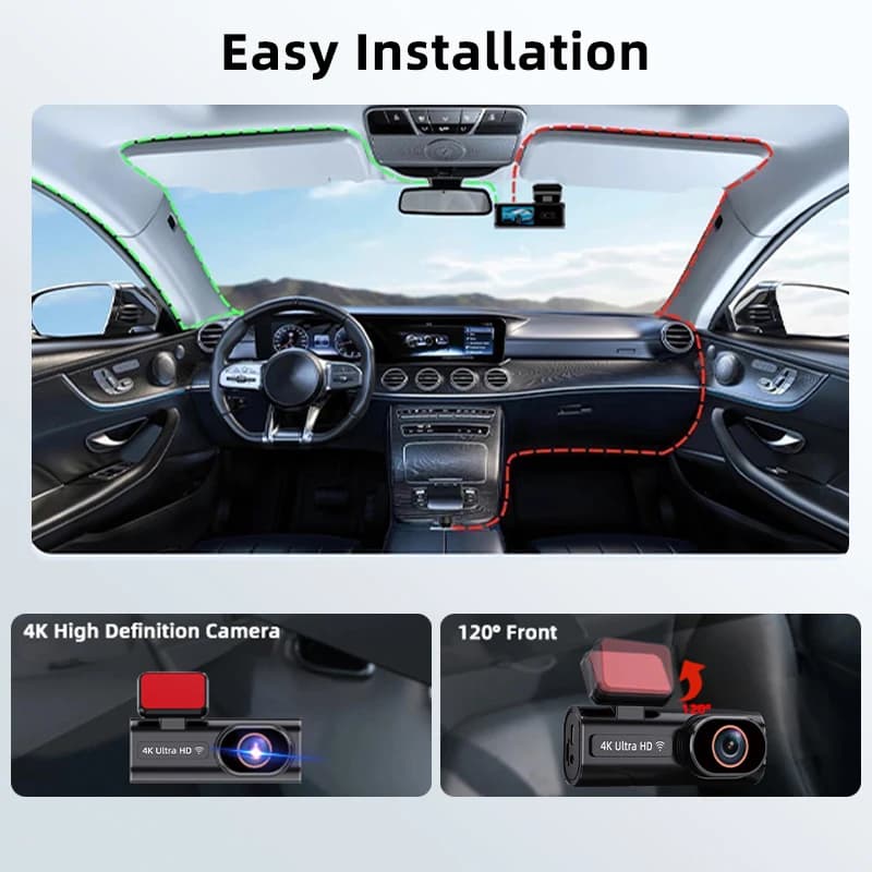 Ultra HD Dash Cam 4K Loop Recording 24H Parking Monitoring Optional 1080P Night Vision Rear Camera Supports WiFi APP Control - 3