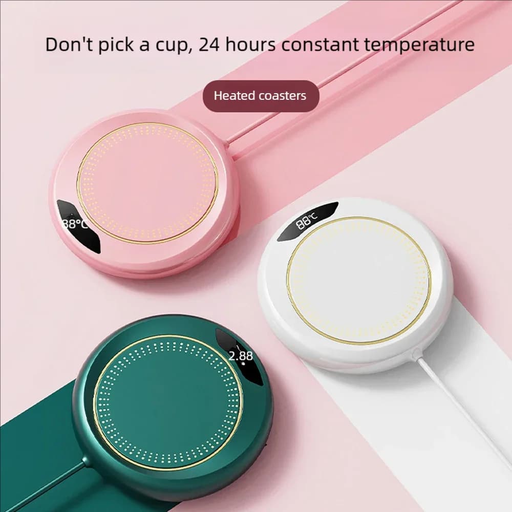 USB Mug Warmer Pad 20W Adjustable Temperature Heating Coaster with Display, Touch Control, 3-Level Warmer For Home Office - 5
