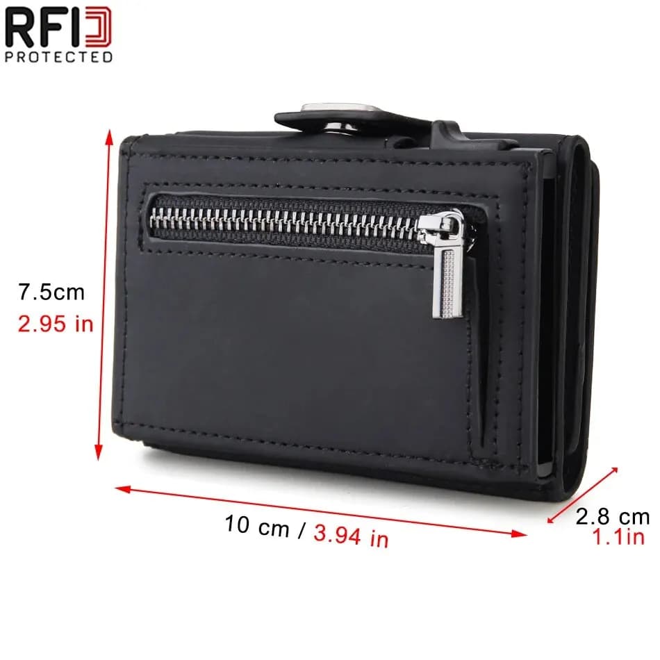 حامل بطاقات من ألياف الكربون مع تقنية RFID محفظة رجالية رفيعة مع جيب للعملات المعدنية وحافظة بطاقات الائتمان - 3