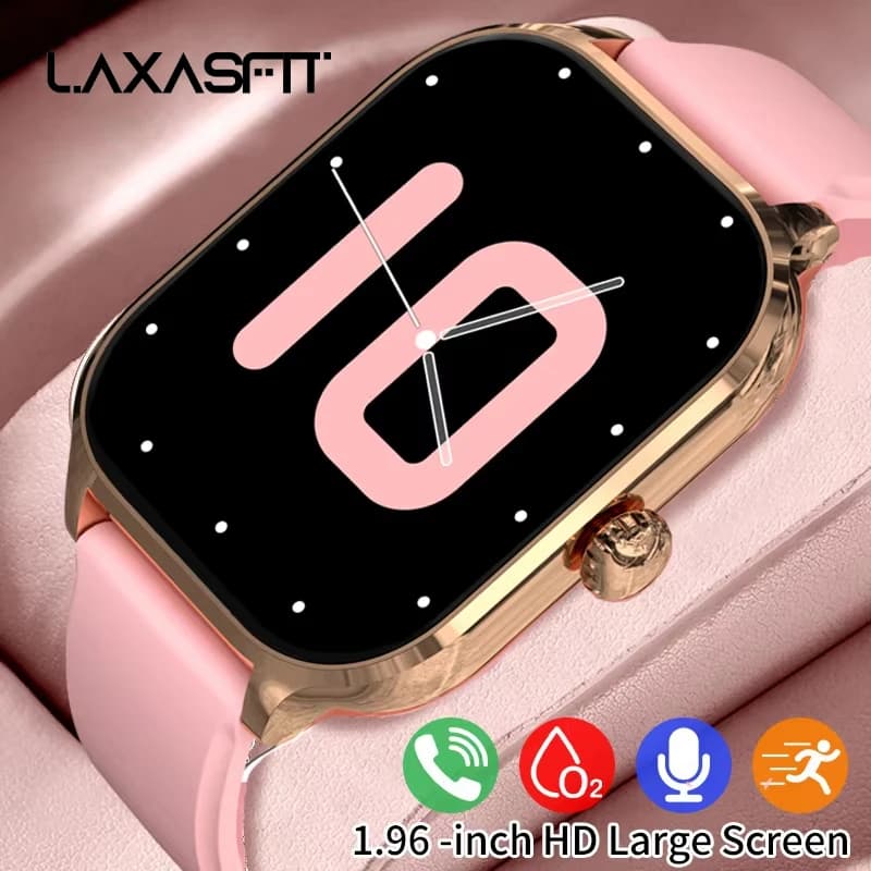 LAXASFIT 2024 موضة جديدة ساعة ذكية مراقب معدل ضربات القلب الرياضة اللياقة البدنية ساعة مقاوم للماء مكالمة صوتية ساعة ذكية لنظام أندرويد IOS