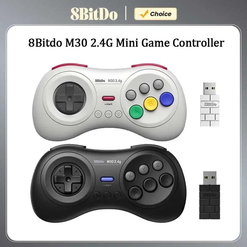 ذراع تحكم 8Bitdo M30 2.4G ميني لألعاب سيجا جينيسيس ميني وميغا درايف ميني وإكسسوارات ألعاب الكونسول