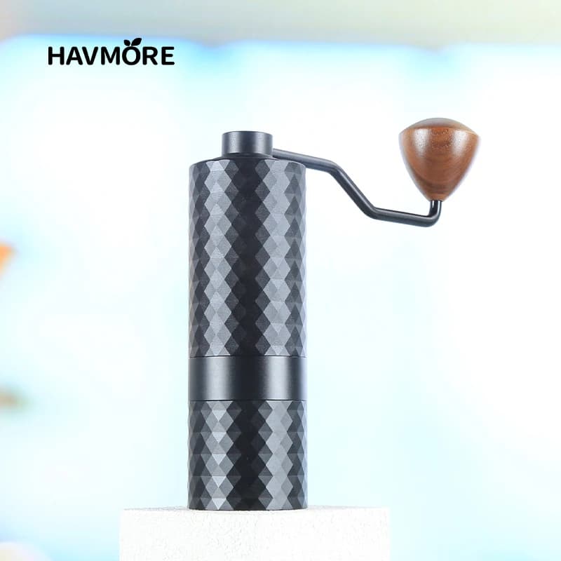 مطحنة قهوة يدوية محدثة HAVMORE احترافية من الفولاذ المقاوم للصدأ قابلة للتعديل بتصميم ماسي لطحن حبوب القهوة - 4