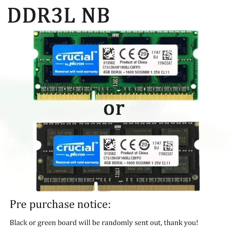 ذاكرة محمول من Crucial DDR3/DDR3L بسعات 4 جيجابايت و 8 جيجابايت بترددات 1333 ميجاهرتز و 1600 ميجاهرتز و 1866 ميجاهرتز SODIMM 1.35V/1.5V متوافقة بالكامل مع أجهزة HP و Dell - 5