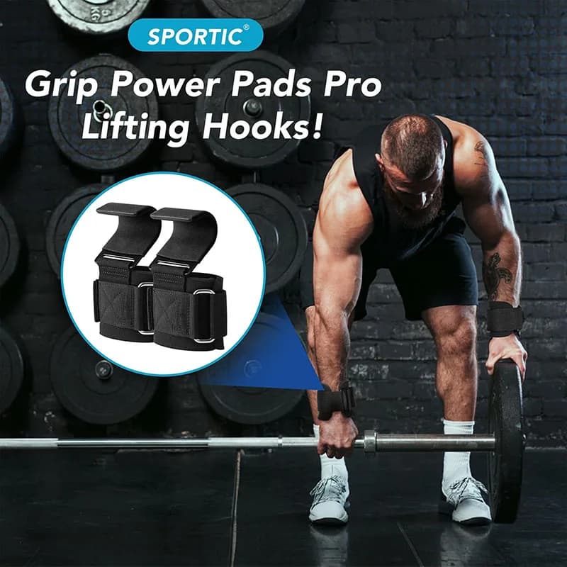 1PairWeight Lifting Hook Grips With Wrist Wraps Hand-Bar Wrist Strap Gym Fitness Hook Weight Strap Pull-Ups Power Lifting Gloves - 6
