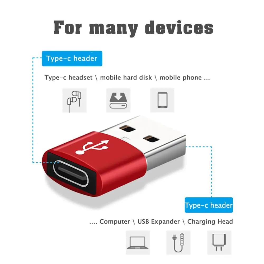 كابل شحن سريع PD محمول من نوع C أنثى إلى USB أنثى مع محول OTG 3.1 من نوع C إلى USB-C ذكر