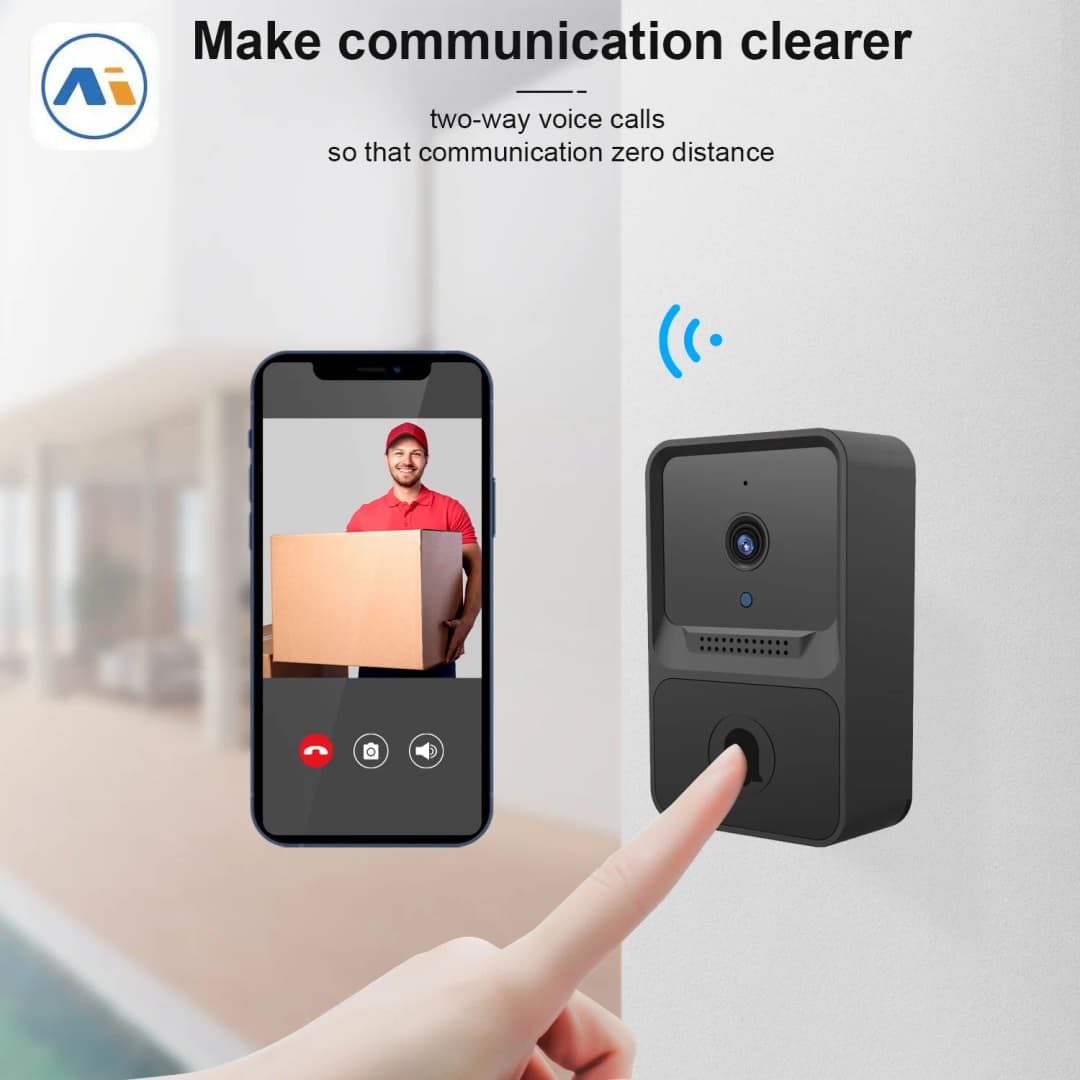 جرس باب لاسلكي WiFi مع كاميرا HD خارجية، أمان، رؤية ليلية، إنتركوم فيديو، تغيير الصوت، هاتف باب للمراقبة المنزلية - 2