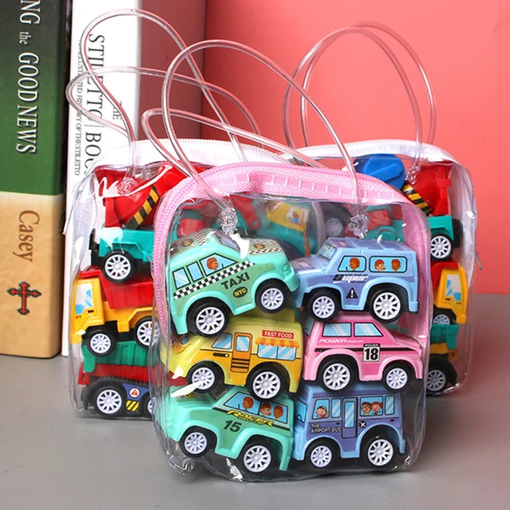 6/12Pcs Mini Inertial Pull Back Engineering Car Fire engine Set Child Kids Cartoon Toys Birthday Gift - 2