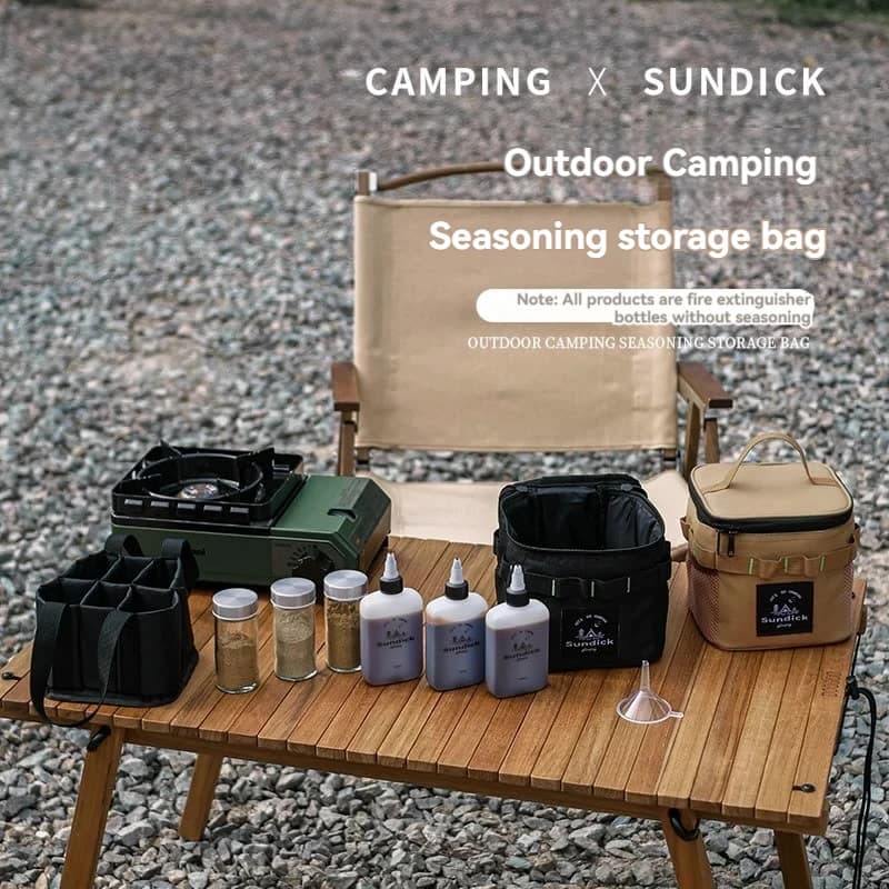 SUNDICK Outdoor Seasoning Bottle, Portable Kitchen Seasoning Box, Picnic Solid Liquid Barbecue Seasoning Jar Set, Utensils - 5