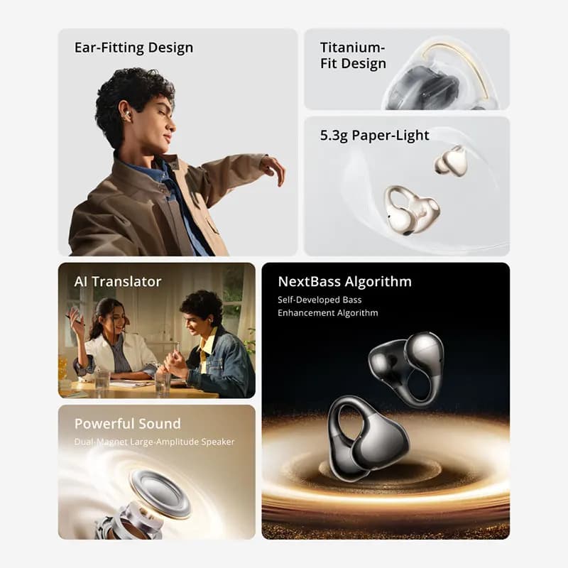 realme Buds Clip OWS Ear Clip Headphones AI ENC Call Noise Cancellation AI Translator Up to 36H Batter Life IP55 Bluetooth 5.4 - 2